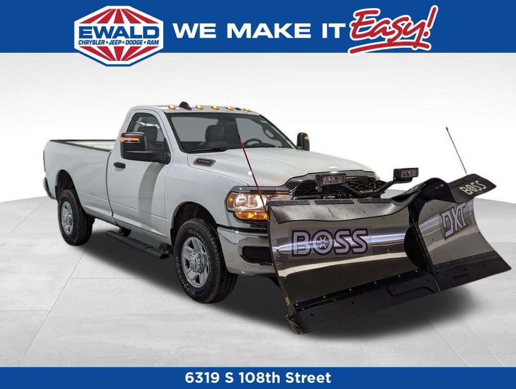 2024 RAM 2500 Tradesman Plow Truck in Bright White Clearcoat — front three-quarter view